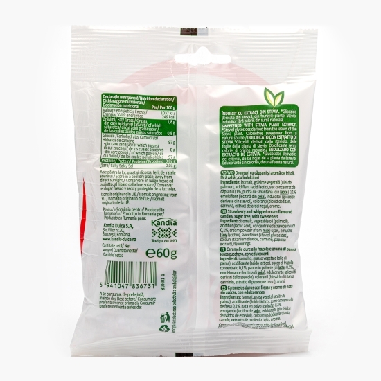 Dropsuri cu aromă de căpșuni și frișcă, fără zahăr 60g