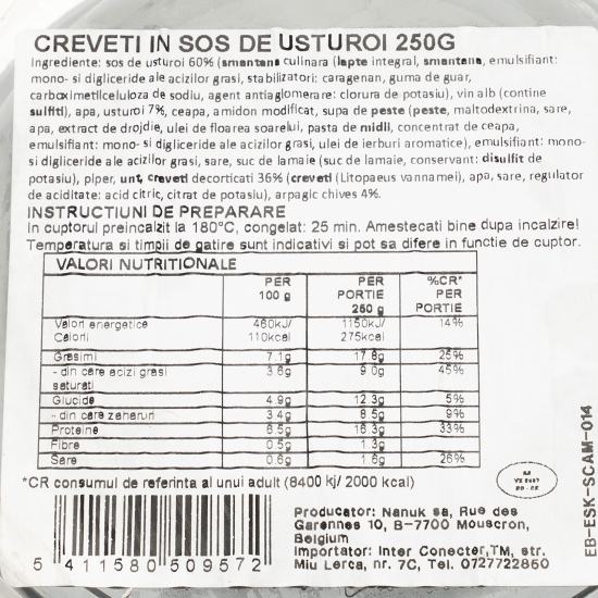 Creveți scampi în sos de usturoi 250g