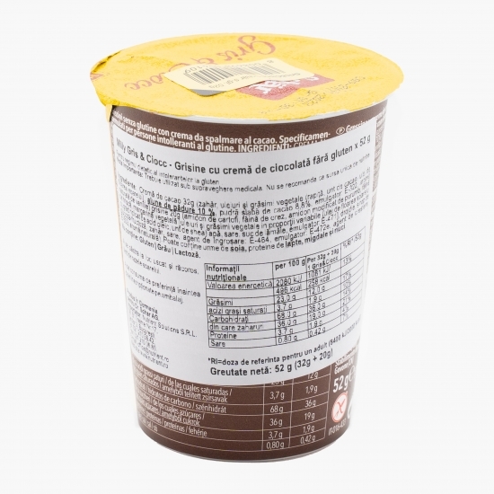Grisine fără gluten și cremă de ciocolată 52g 