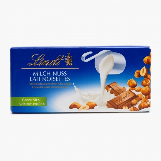 Ciocolată elvețiană cu lapte și bucăți de alune de pădure prăjite 100g