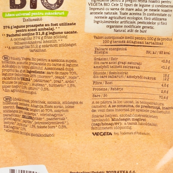 Bază pentru mâncăruri cu gust de legume eco 120g