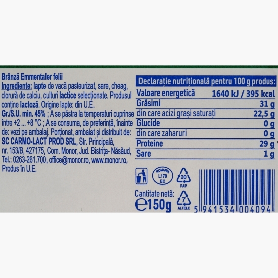 Brânză Emmentaler, felii 150g               
