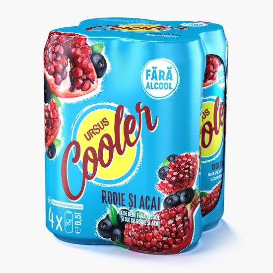 Bere blondă fără alcool cu aromă de rodie și acai 4x0.5l 