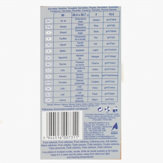 Șervețele faciale neparfumate Deluxe 3 straturi 90 buc