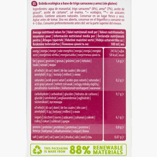 Băutură ecologică din hrișcă și orez 1l