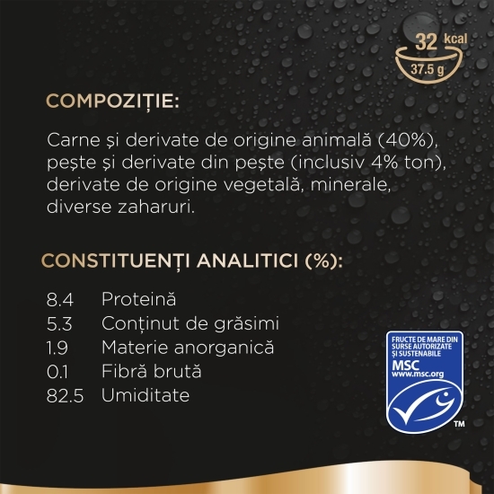 Hrană umedă pentru pisici adulte, 6x37.5g, Perfect Portions cu bucăți de ton