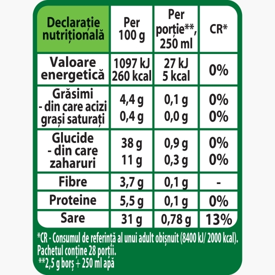 Borș pudră cu legume și tărâțe de grâu 200g