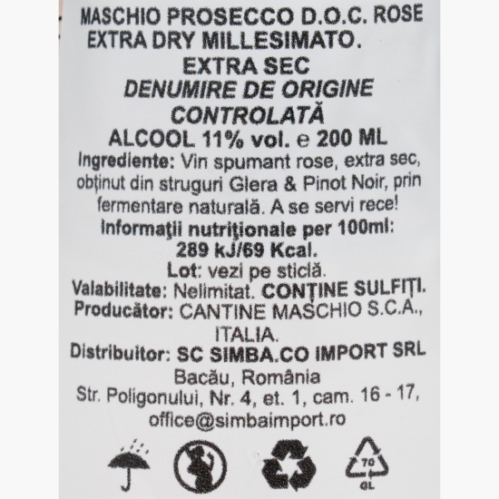 Vin spumant rose extra dry Prosecco DOC, 11%, 0.2l
