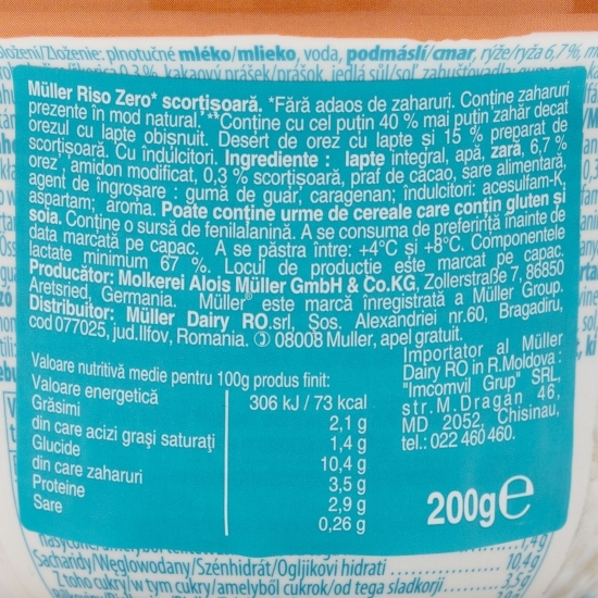 Orez cu lapte și scorțișoară fără zahăr adăugat 200g