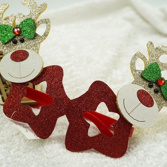 Ochelari petrecere Crăciun, formă stea cu ren, roșu