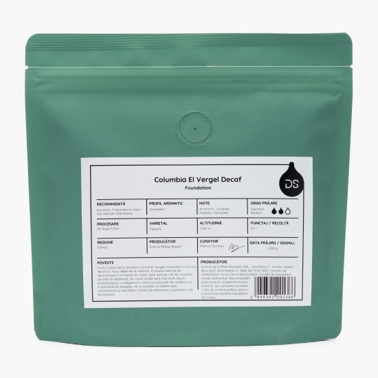 Columbia El Vergel Decaf 250g cafea de specialitate boabe decofeinizată 