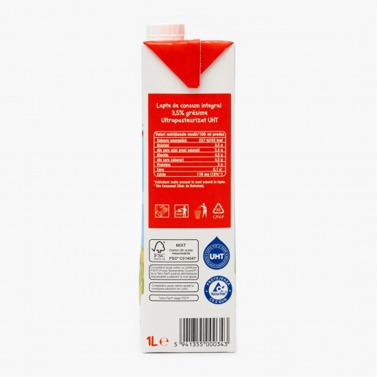 Lapte de consum integral UHT 3.5% grăsime 1l