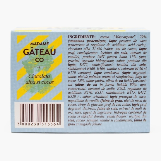 Tort cu ciocolată albă și cocos, 220g