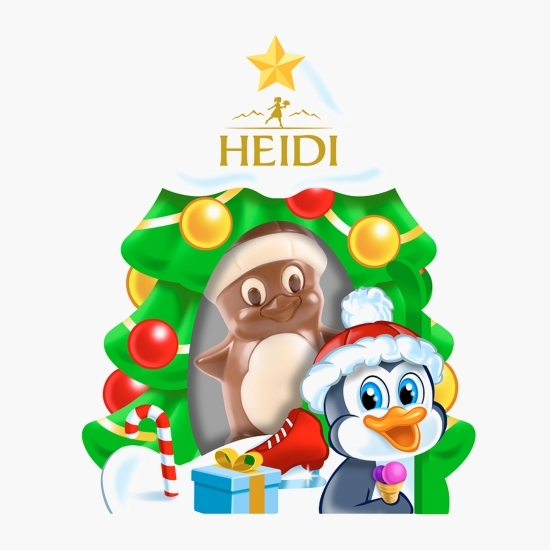Figurină Pinguin din ciocolată lapte cu umplutură de praline 20g
