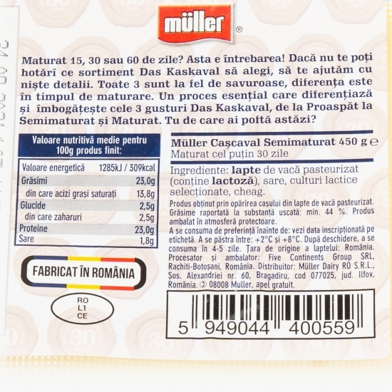 Cașcaval semimaturat 450g