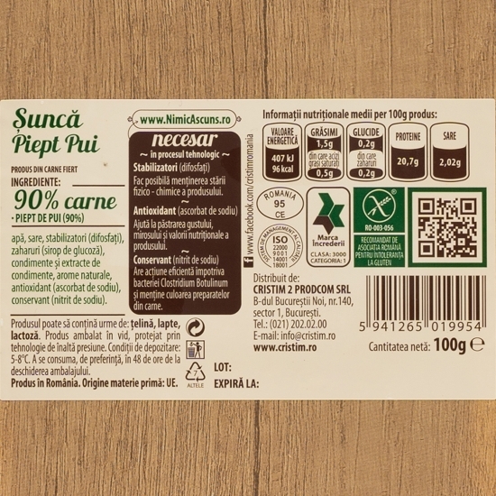 Șuncă piept de pui 100g