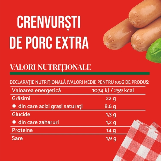 Crenvurști de porc extra 280g