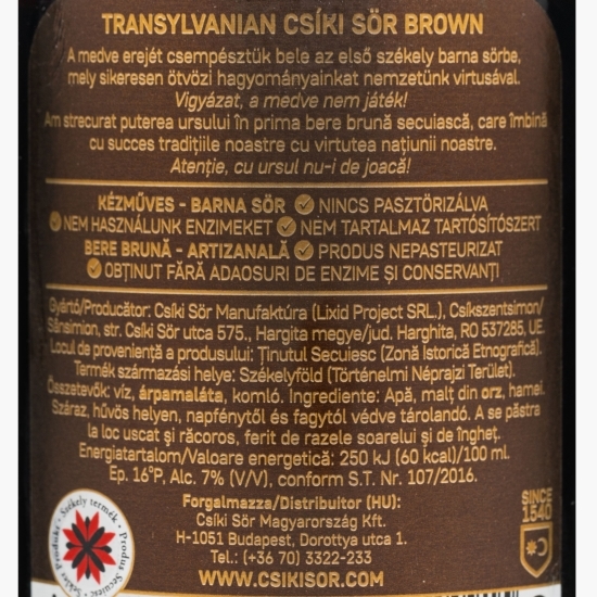 Bere Transylvanian Brown, 7%, sticlă 500ml