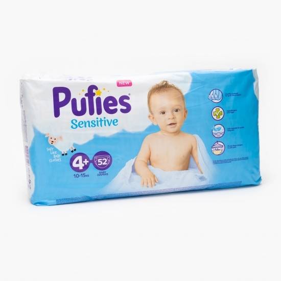 Scutece Sensitive Maxi Pack mărimea 4+, 10-15kg, 52 buc