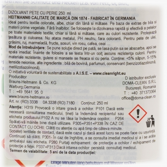 Soluție pentru îndepărtarea petelor cu perie 0.25l