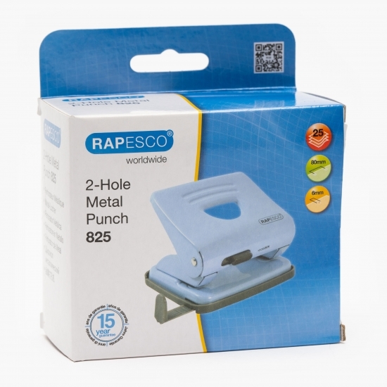 Perforator metalic Rapesco 825, 2 perforații, 25 coli