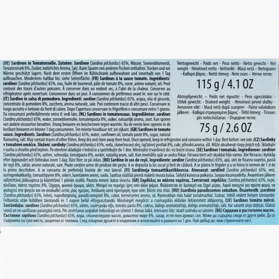 Sardine în sos de roșii 115g