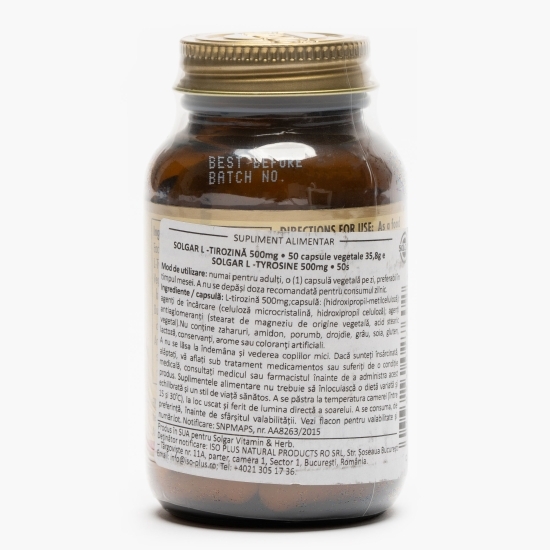 L-Tirozină 500mg, 50 capsule moi