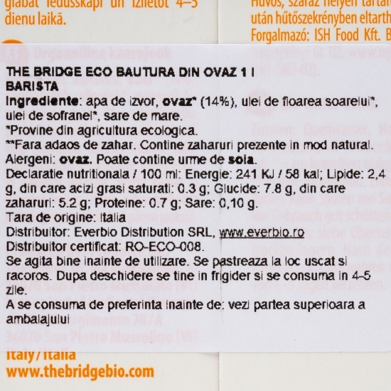 Băutură ecologică din ovăz Barista 1l
