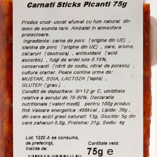 Cârnați sticks picanți 75g