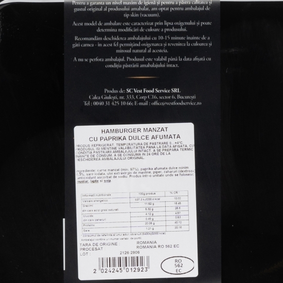 Burgeri de mânzat cu paprika 0.28kg