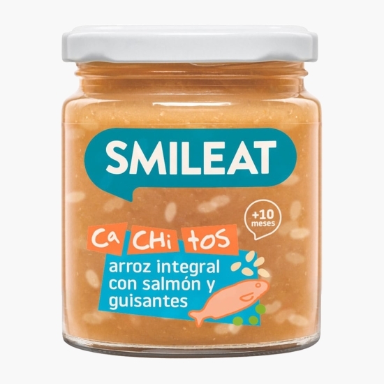 Piure eco cu somon, mazăre și orez integral, +10 luni, 230g