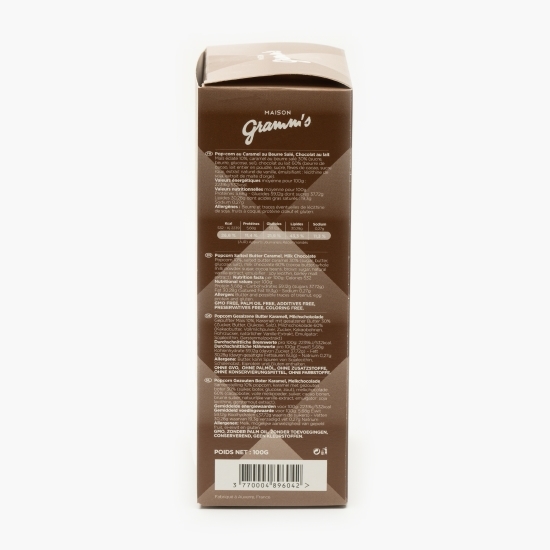 Popcorn caramel cu unt sărat și ciocolată cu lapte 100g