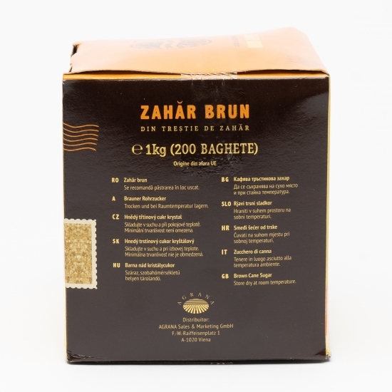 Zahăr brun la plic, 1kg (200 baghete)