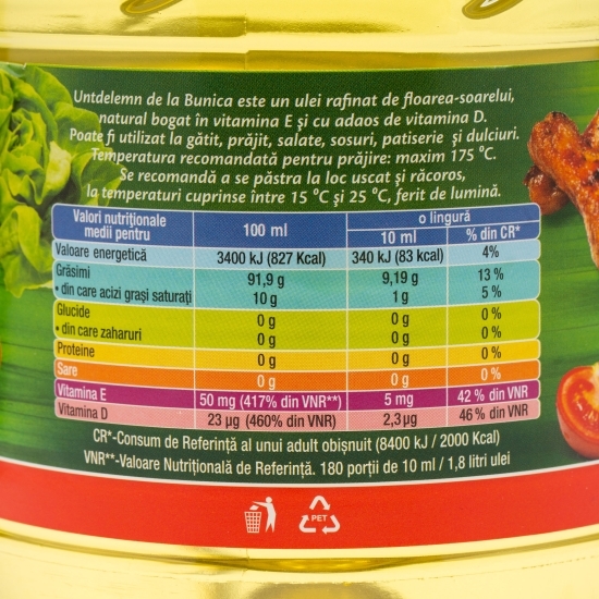 Ulei rafinat de floarea-soarelui Untdelemn 1.8l