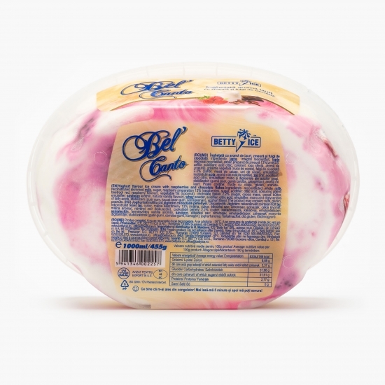 Înghețată aromă iaurt cu zmeură și fulgi de ciocolată 455g