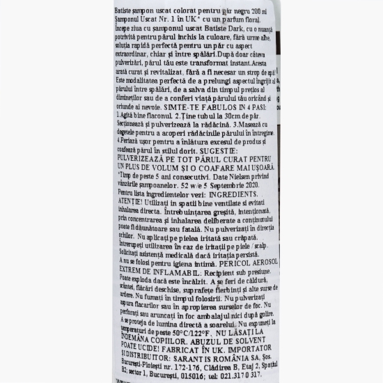 Sampon uscat Dark Hair pentru păr închis la culoare 200ml