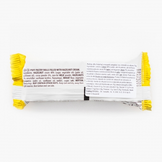 Mini rulou din foietaj crocant umplut cu cremă de alune 25g