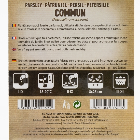 Semințe de pătrunjel comun 2g