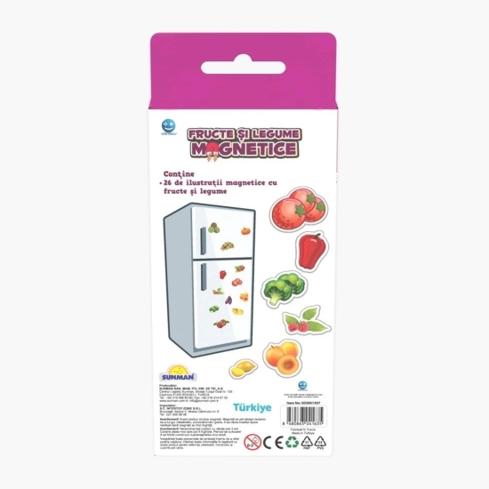 Joc educativ Fructe și legume magnetice, 26 piese, 3+ ani