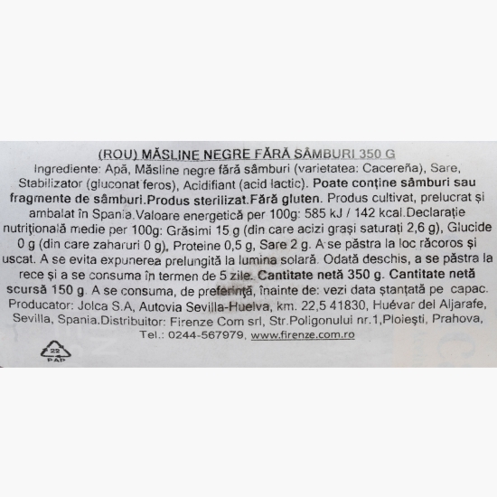 Măsline negre fără sâmburi 350g