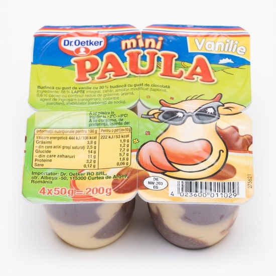 Budincă cu gust de vanilie mini Paula 4x50g