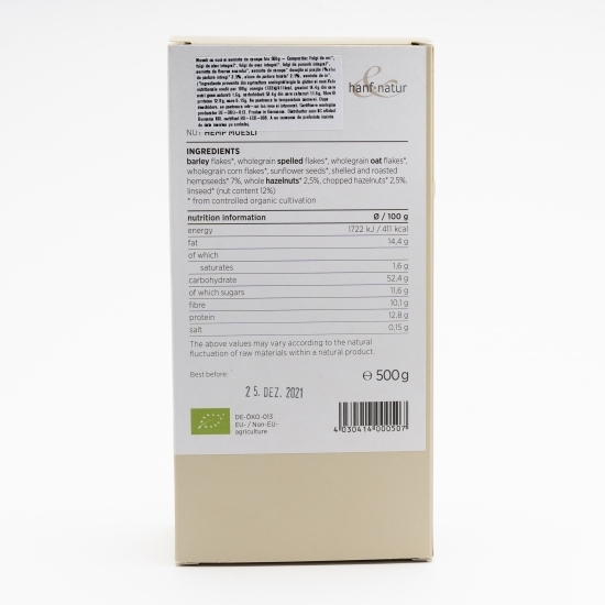 Musli cu nuci și semințe de cânepă eco 500g
