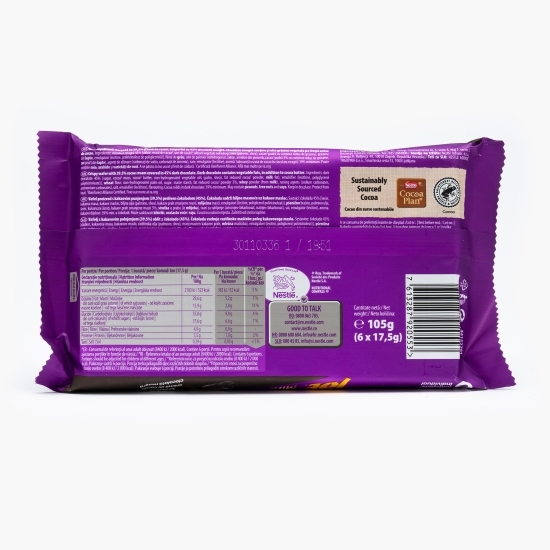 Napolitane cu cremă de cacao acoperite cu ciocolată neagră Mini Dark 6x17.5g
