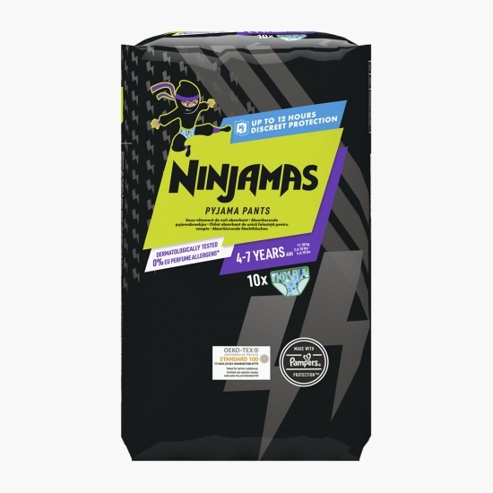 Scutece-chiloțel de noapte, pentru băieței, Ninjamas, 4-7 ani, 17-30kg, 10 buc
