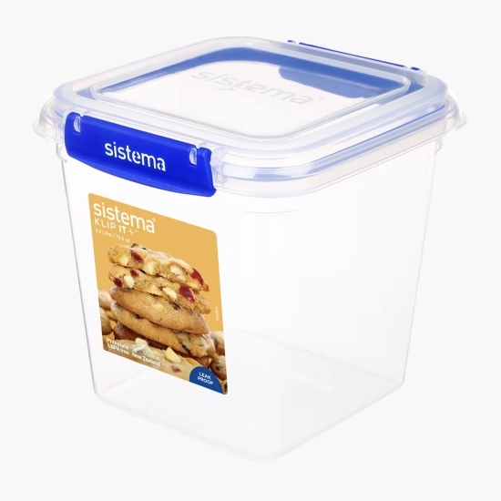 Cutie alimente pătrată cu capac Klip It Plus, 2.2l