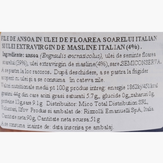 File anșoa 100% italian, în ulei, 90g