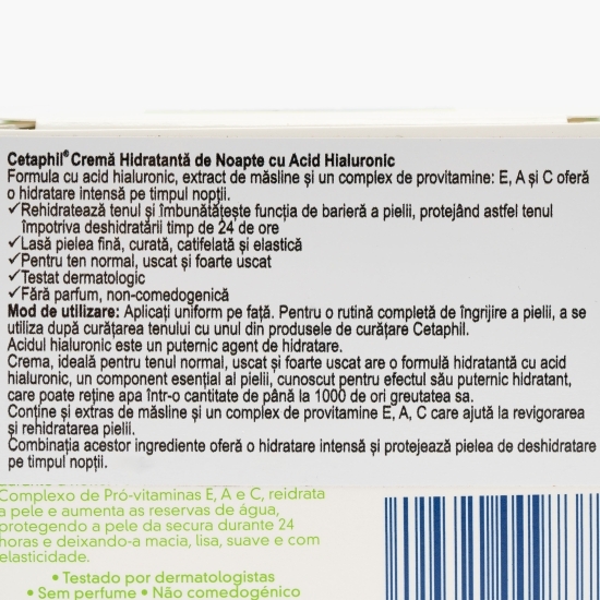 Cremă hidratantă de noapte cu acid hialuronic 48ml