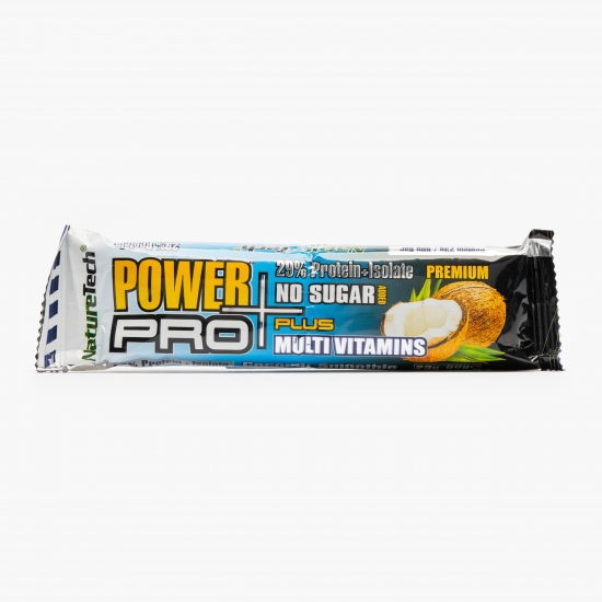 Baton energizant Power Pro cu aromă de cocos fără zahăr adăugat 80g