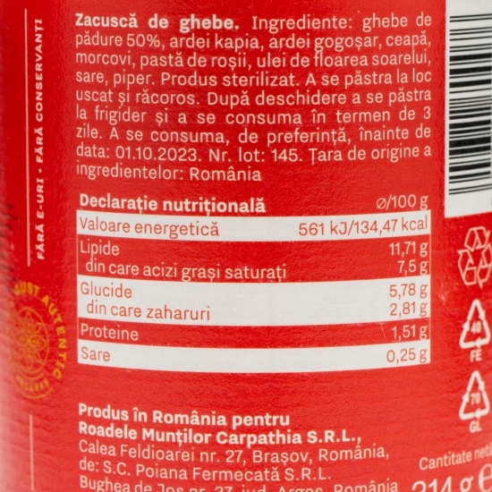 Zacuscă de ghebe de la munte 314g