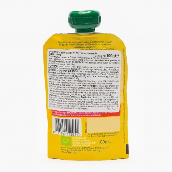 Iaurt ecologic cu mere și banane, 6+ luni, 100g